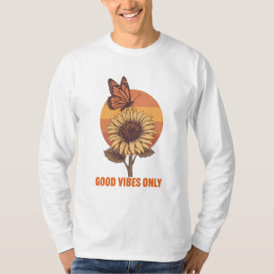 Good Vibes Only – Retro Butterfly & Sunflower Unis T-Shirt