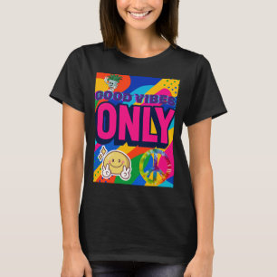 Good vibes only retro colourful smiley face T-shir T-Shirt