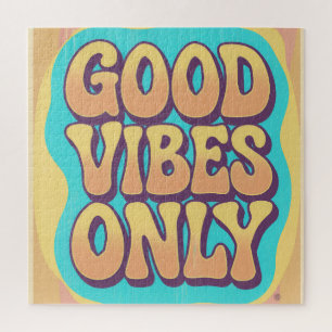 Good vibes only retro groovy style jigsaw puzzle