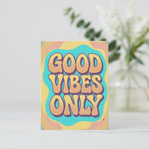 Good vibes only retro groovy style postcard