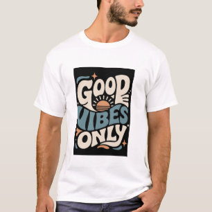 Good Vibes Only Retro Groovy Typography Sunset T-Shirt