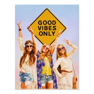 Good Vibes Only Retro Hippie Poster