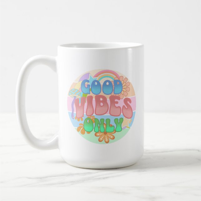 Good Vibes Only | Retro Vintage  Coffee Mug (Left)