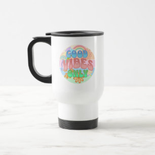 Good Vibes Only Retro Vintage Travel Mug