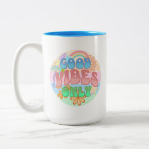 Good Vibes Only   Retro Vintage  Two-Tone Coffee Mug