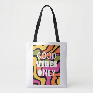 'Good Vibes Only' Retro Wavy Aesthetic Tote Bag