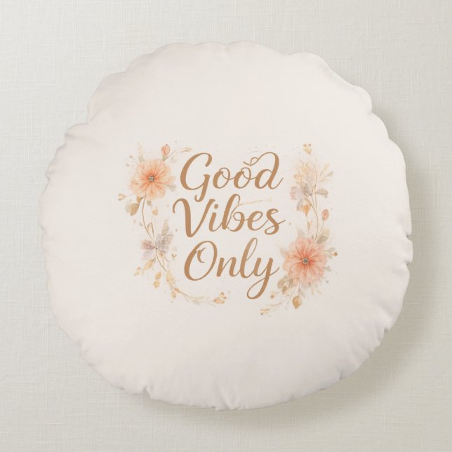 Good Vibes Only Throw Pillow | Floral Aesthetic (Front)