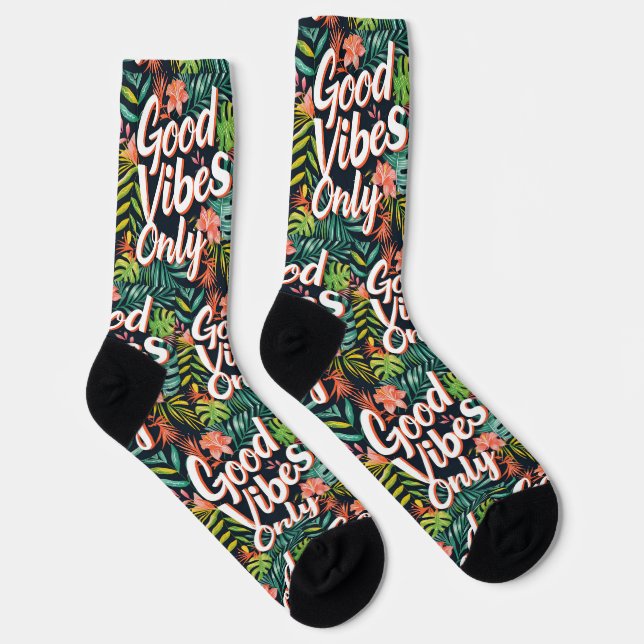 Good Vibes Only Tropical  Socks (Right)