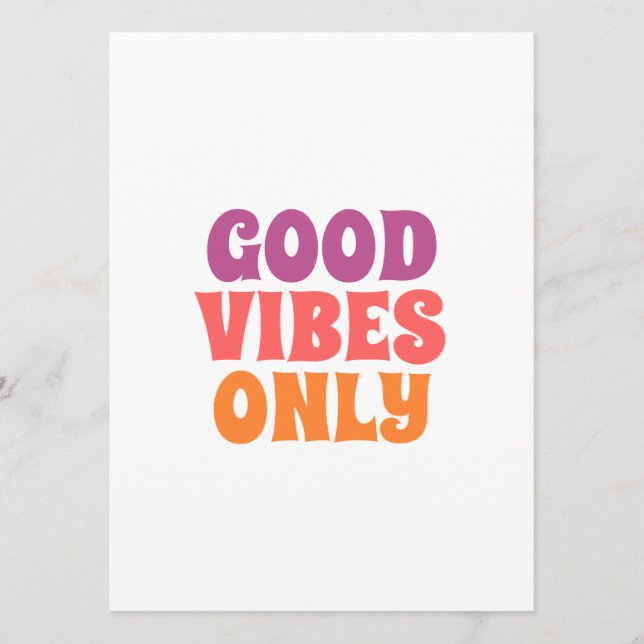 Good Vibes Only Typography Wall Art Menu (Front)