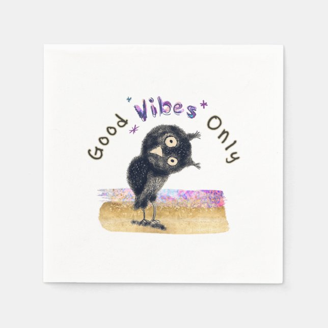 Good Vibes Only with Curious Owl Napkin (Front)