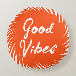 Good Vibes Orange Round Cushion