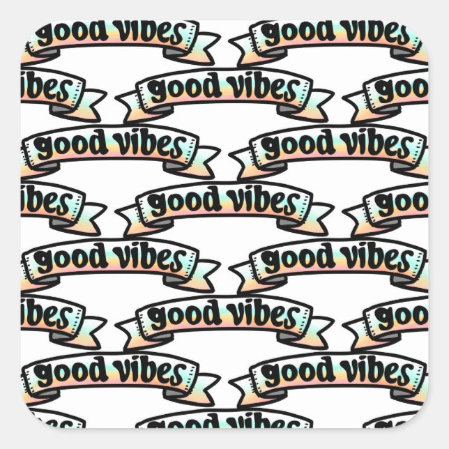 Good Vibes Peace Love Banner Square Sticker (Front)