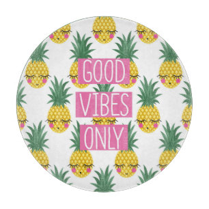 Good Vibes Pineapples Summer Pattern Cutting Board