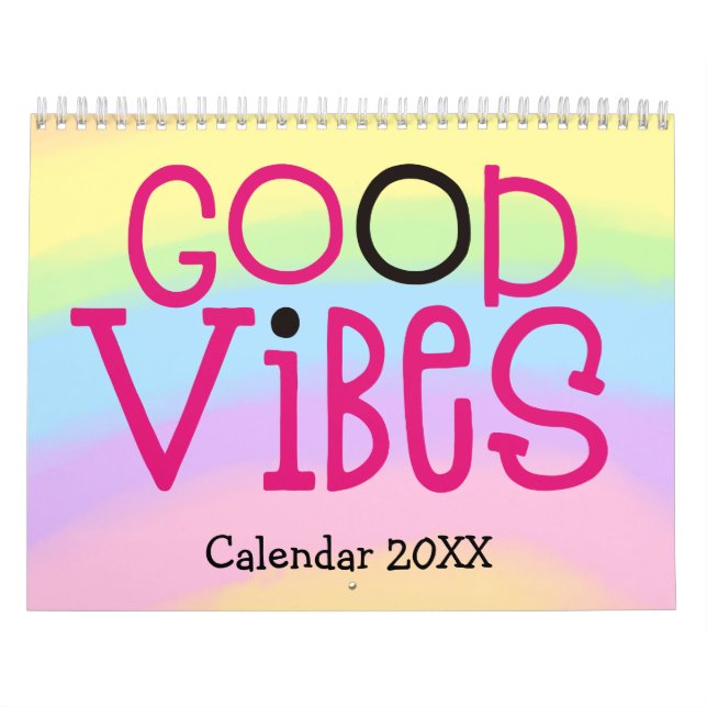 Good Vibes Positive QuoteTypography Rainbow 2022 Calendar (Cover)