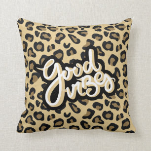 Good Vibes Quote Cheetah Animal Print Cushion