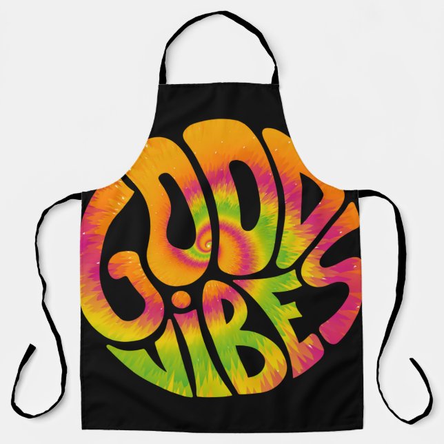 Good vibes quote. Tie dye psychedelic surreal font Apron (Front)