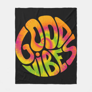 Good vibes quote. Tie dye psychedelic surreal font Fleece Blanket