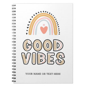 Good Vibes Rainbow Boho Lettering Notebook