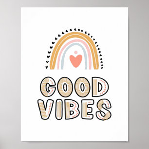 Good Vibes Rainbow Boho Lettering Poster