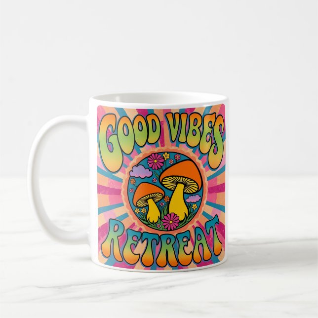 Good vibes retreat mushroom coffee mug (Left)