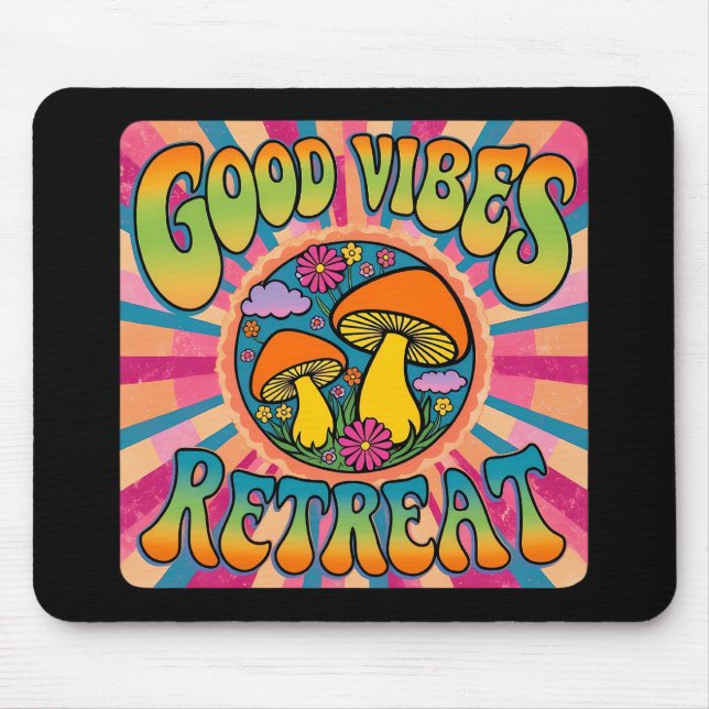 Good vibes retreat mushroom mouse mat (Front)