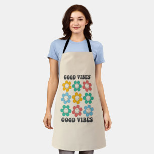 Good Vibes Retro Colourful Daisy Flowers Apron