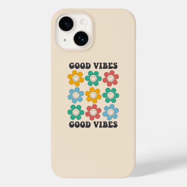 Good Vibes Retro Colourful Daisy Flowers Case-Mate iPhone Case (Back)