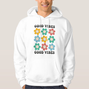 Good Vibes Retro Colourful Daisy Flowers Hoodie