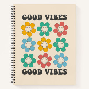 Good Vibes Retro Colourful Daisy Flowers Notebook