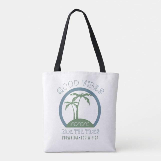 Good Vibes Ride the Tides Costa Rica Tote Bag (Back)