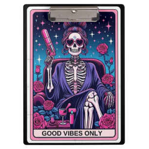 Good Vibes Skeleton Tarot – Mystic Gothic Office Clipboard