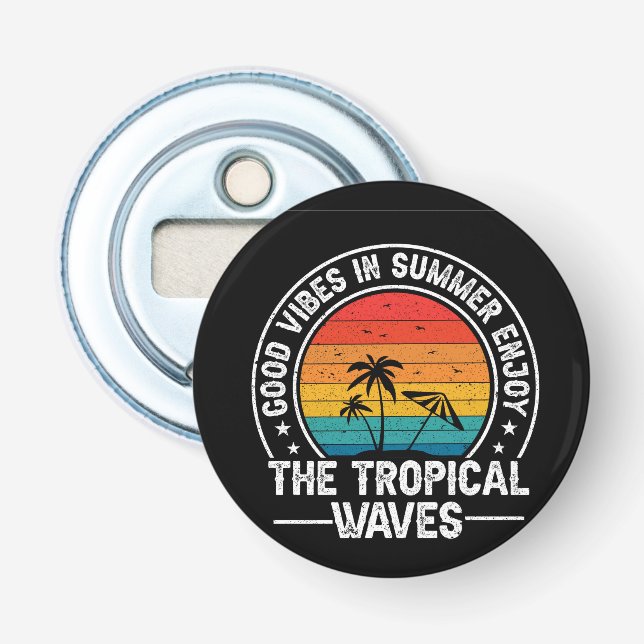 Good Vibes Summer Tropical Waves Bottle Opener (Front)