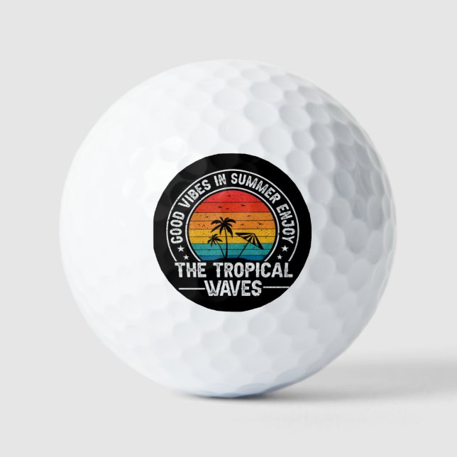 Good Vibes Summer Tropical Waves Golf Balls (Front)