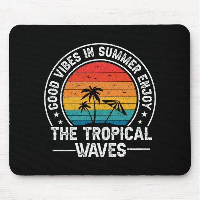 Good Vibes Summer Tropical Waves Mouse Mat (Front)