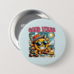 Good Vibes - Sunshine - Retro Summer 7.5 Cm Round Badge