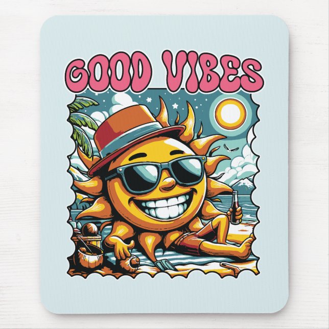 Good Vibes - Sunshine - Retro Summer Mouse Mat (Front)