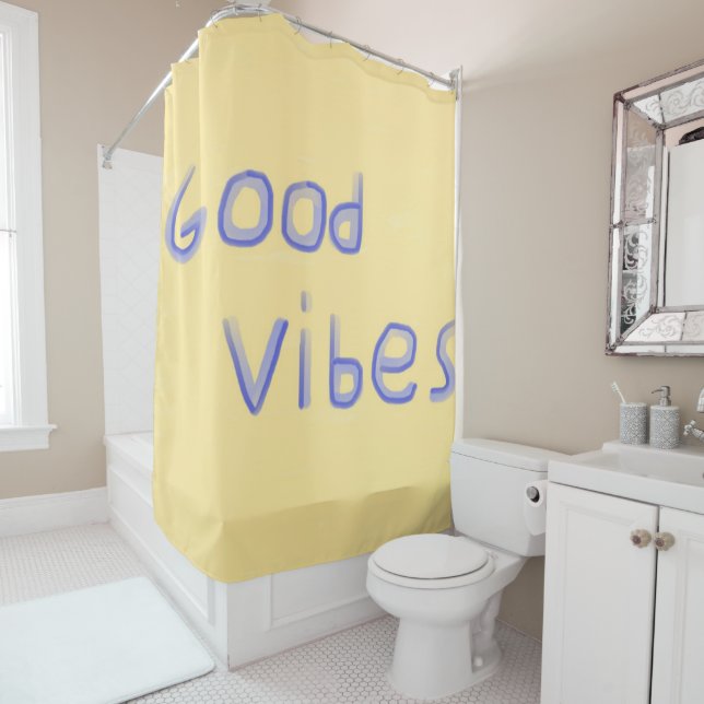 good vibes text art shower curtain (In Situ)