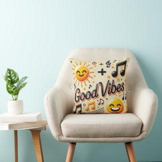 ☀️ + 🎶 = GOOD VIBES Throw Pillow