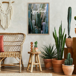 Good Vibes   Trendy Retro Summer Desert Cactus Poster