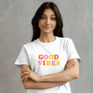 Good vibes typography simple yellow red T-Shirt