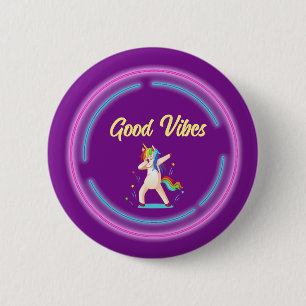Good Vibes Unicorn 6 Cm Round Badge