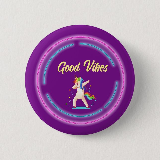 Good Vibes Unicorn 6 Cm Round Badge (Front)