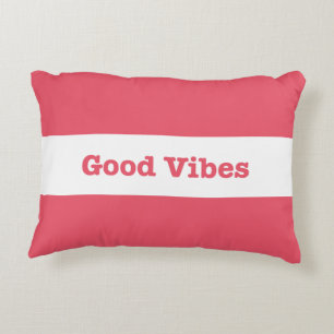 Good Vibes White Band Design (Customizable Color) Decorative Cushion