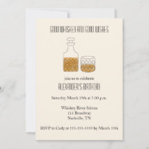 Good Whiskey Good Wishes Birthday Party Invitation