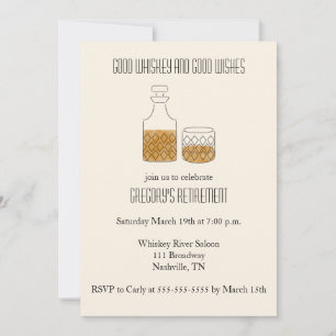 Good Whiskey Good Wishes Retirement Party Invitation
