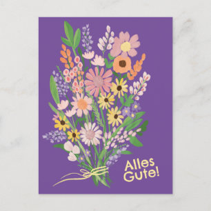 Good wild flowers sweet Gouache congratulations Postcard