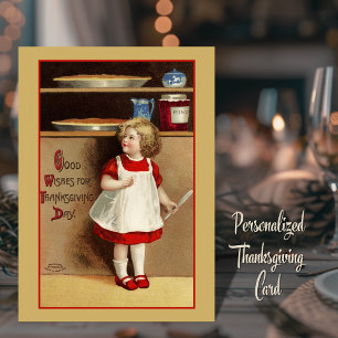Good Wishes for Thanksgiving Day Custom Vintage Holiday Card