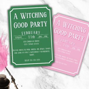 Good Witch Bad Witch - Pink and Green Birthday Invitation
