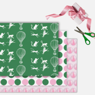 Good Witch Bad Witch - Pink and Green Birthday Wrapping Paper Sheet