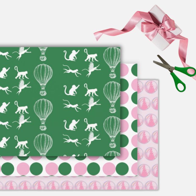 Good Witch Bad Witch - Pink & Green Girls Birthday Wrapping Paper Sheet (Pink & Green Witch - Wickedly Good Birthday Party )